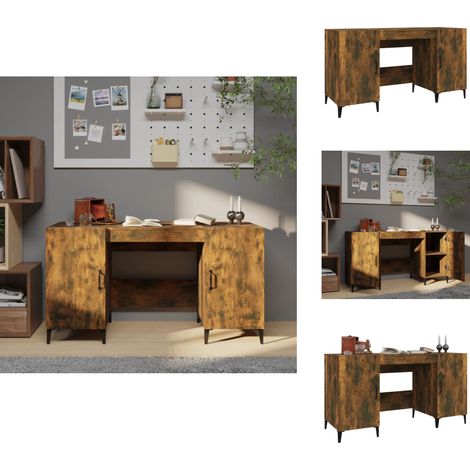Schreibtisch Räuchereiche 140x50x75 cm Holzwerkstoff - Industrieller Schreibtisch - Schreibtisch Braun - Holzwerkstoff Schreibtisch - Bürostuhl - Home Office Möbel (1/5)