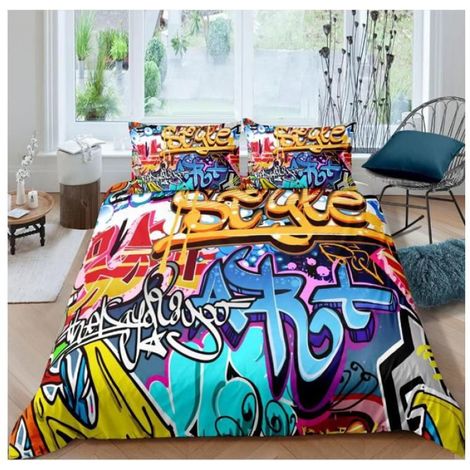 Housse De Couette - 140x200 cm - Motif Graffiti Rock Hip Hop - Pour Enfants - 1 Piece (1/4)