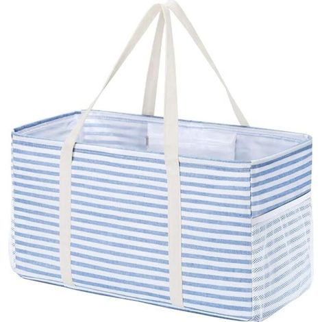 Grand Sac de Courses et Cabas 46 L, Panier Course Pliable avec Cadre en Fil Métallique et Poignées