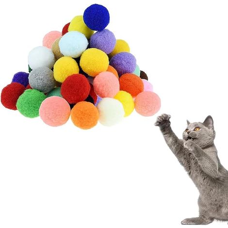Cat Toy Balls Soft Cat Balls Kitten Pom Poms Ball Cat Play Toy Cats Indoor Interactive Pompom Ball Toy 5 cm (1/5)