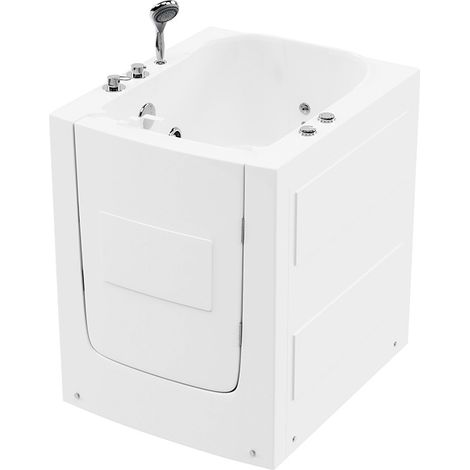 Home Deluxe – Baignoire pour seniors avec jacuzzi – Accès facile par porte intégrée – Dimensions : 153 x 76 x 64 cm – Buses de massage intégrées – Surface antidérapante
