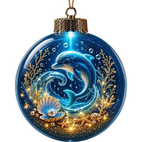 Un pendentif boule de cristal sur le thème marin, une boule de cristal lumineuse 3D en forme de méduse, un cadeau de décoration pour sapin de Noël, modèle H avec lumières. (1/3)
