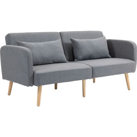 Divano letto 3 posti 170 x 83 x 80 cm grigio con schienale reclinabile e cuscini (1/5)