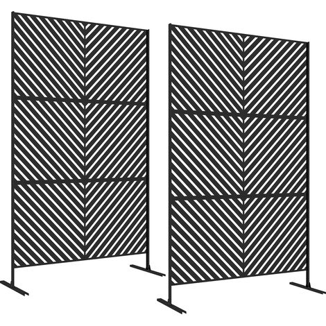 Lot de 2 panneaux brise vue - Outsunny - à motif géométrique ajouré - acier -  122x45x198cm - noir