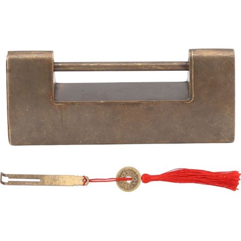 Clé de serrure décorative Vintage, espacement de 4.4cm, cadenas chinois en laiton Antique pour petite boîte en bois, meubles, armoires, coffre (1/4)