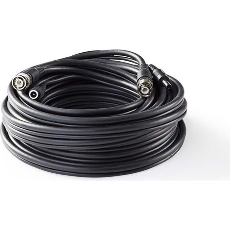 Cable pour camera de videosurveillance bnc dc 100 m rond pvc noir boite cadeau 385841 (1/4)