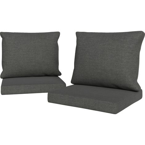 Coussins salon de jardin gris foncé 2 assise 56x52x7cm 2 dossier 56x45x17cm