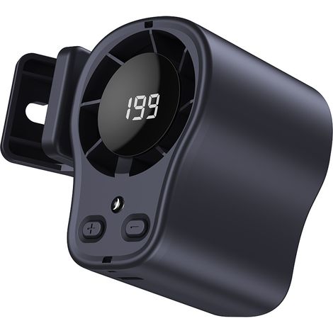 Ventilador para coche con clip, pantalla LED, luz nocturna, rotación de 360°, carga USB, color negro. (1/5)