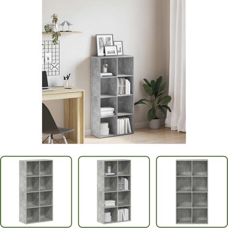 vidaXL Meuble - Bibliothèque/Buffet Gris béton 66x30x130 cm Bois d’ingénierie (1/5)