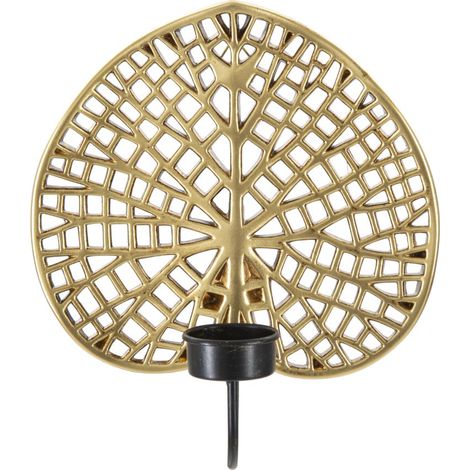 Portacandele da Muro Lotus 20x8x22,2 cm in Poliresina e Ferro Oro e Nero (1/5)