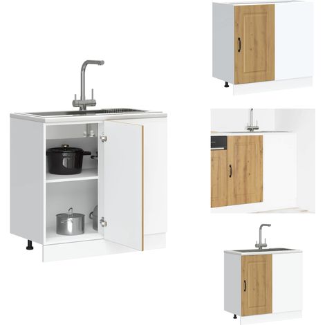 Küchenunterschrank Kalmar Artisan-Eiche Holzwerkstoff - Küchenunterschrank - Küchenunterschränke - Spülenunterschrank - Unterschrank Für Küche (1/5)