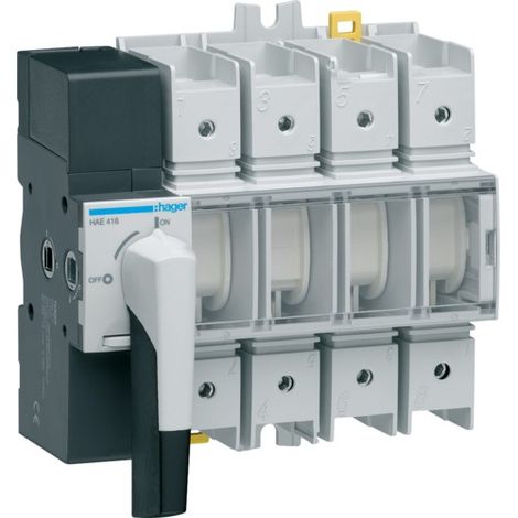 Sezionatore Hager 4P 160A 8 moduli con comando rotativo HAE416