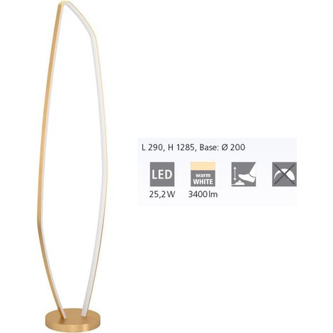 Piantana Moderna Vallerosa Alluminio Ottone Spazzolato Luce Led Integrato 25,2W (1/2)