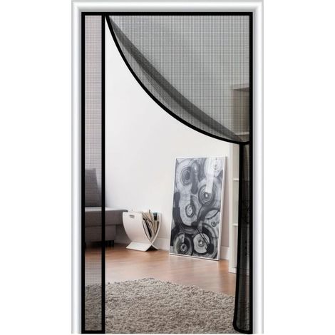 Puerta con mosquitera magnética, repelente de mosquitos, cierre automático, impide la entrada de insectos, 85 x 210 cm, color negro. (1/4)