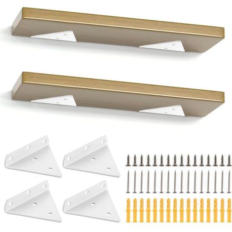 Lot de 4 Supports Étagère Triangle Blanc 8CM en Fer pour Étagères Flottantes (1/5)