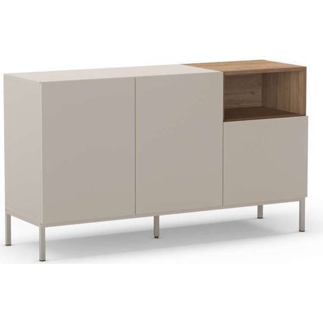 Mueble aparador 3 puertas 1hueco md-Roque acabado crema/roble sepet, 140cm(ancho) 80cm(alto) 42cm(largo) (1/5)