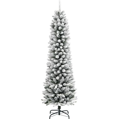 Sapin de Noël Arbre de Noël artificiel mince avec neige floquée 150 cm PVC/PE (1/5)