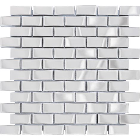 MOSAIQUE LES TENDANCES BRIQUETTE CHROME 1 PLAQUE 30 x 30 CM CASA LINEA