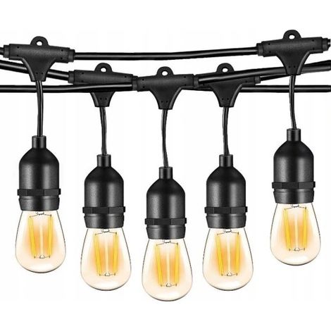Guirnalda de luces LED para jardín, 1W, 15m, 30xE27