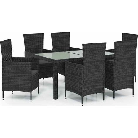 Maison Exclusive - Set da Pranzo da Giardino 7 pz con Cuscini in Polyrattan Nero (1/5)
