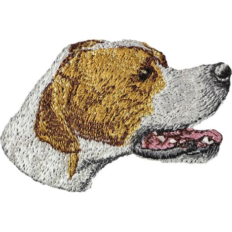 Pointer: un parche con forma de perro, un parche bordado, una decoración única para una mochila de Art-Dog. (1/3)