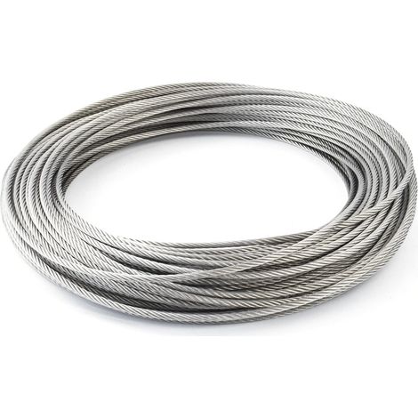 DQ-PP Stahlseil 4mm 20m Edelstahl inox 7x7 mittelweich Drahtseil für Rankhilfe Rostfrei Seil Stahl Draht Forstseil Windenseil Spannseil Geländerseil (1/5)
