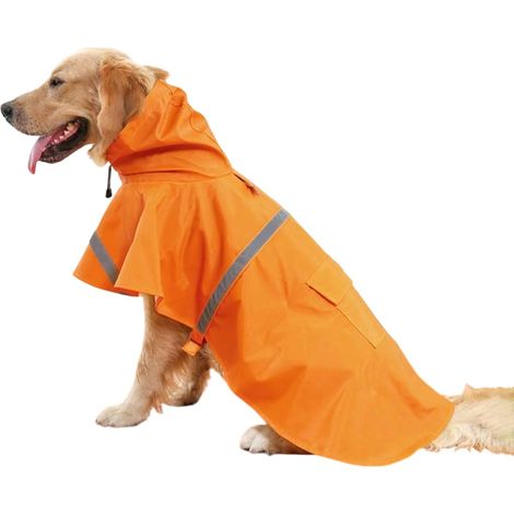 Imperméable Chien - Poncho À Capuche Réglable Avec Bandes Réfléchissantes - Pour Chiens Moyens Et Grands - Taille L (1/5)