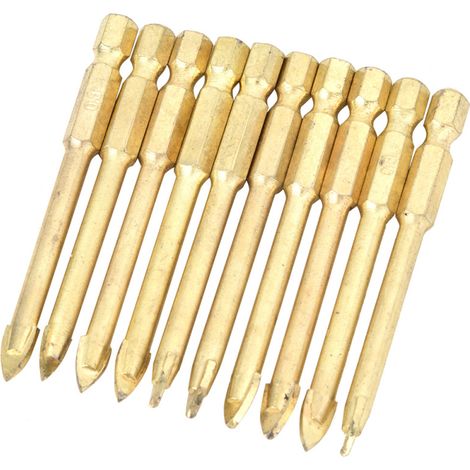Juego de 10 brocas triangulares de carburo de 8 mm para azulejos, vidrio y madera.