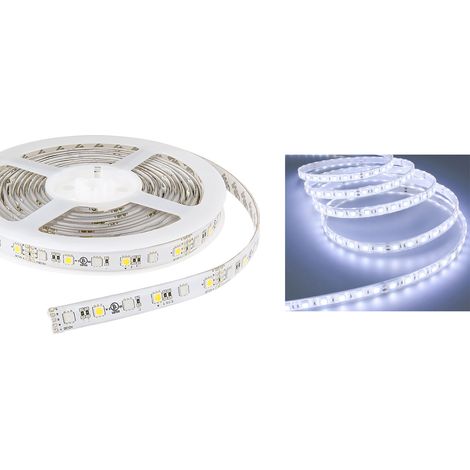 Striscia strip led siliconata 5mt luce fredda bianca led 5050 flessibile adesiva