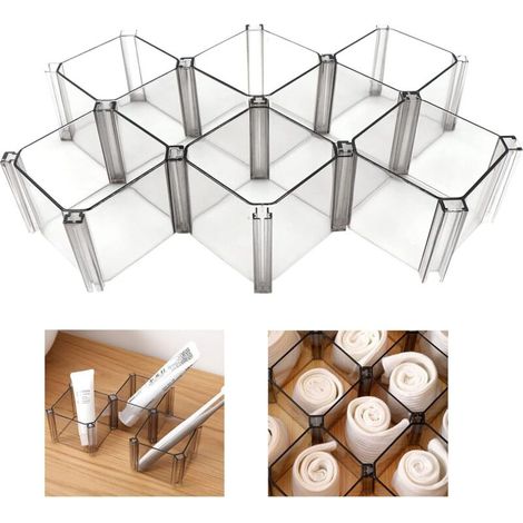 Set di sei inserti in plastica fai-da-te per cassetti, ideali per riporre vestiti e biancheria intima – accessori organizzativi - Crezuo