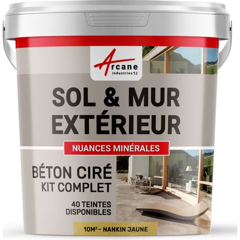 BETON CIRÉ: KIT KUNSTHARZ-BETONBESCHICHTUNG FÜR DRAUSSEN - Böden, Wände, Terrassen, Balkone, Treppen - Nankin-Gelb - kit 10 m2 (2 couches)