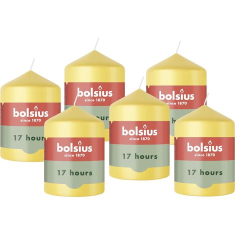 Bougie Pilier - Jaune Frais - 8cm - 6 Pièces - Bougie Décorative - Contient Cire Végétale Naturelle - sans Huile de Palme (1/5)