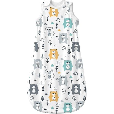 Gigoteuse pour bébé pour l'été et Le Printemps, Motif Animal de Dessin animé, Couverture Lavable 1,0 tog pour bébé, Gigoteuse sans Manches (Ours, 0-6 Mois) (1/5)