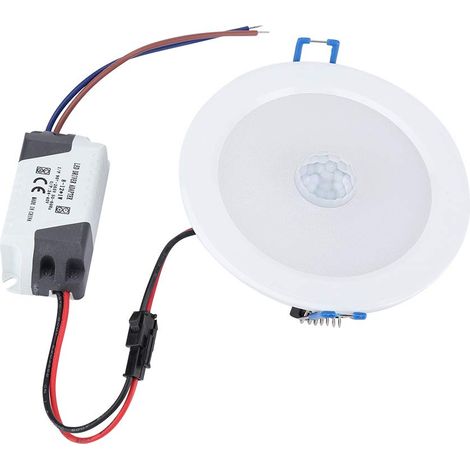 9-W-LED-Einbauleuchte – Rund, weiß, Infrarotsensor – Bewegungserkennung – Kaltes Licht – Einbauleuchte – Für Flure im Innenbereich