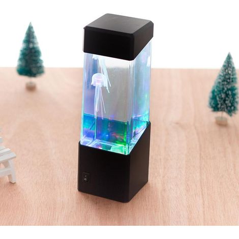 Lampe méduse RGB USB DC 5V, lampe de table aquarium, lampe de chevet, décoration à 7 couleurs changeantes pour salon, chambre ou bureau, avec 3 méduses [Classe énergétique A+] (1/5)