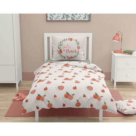 Parure de couette 2 pieces enfant coton 57 fils beige crème - 140x200 cm - PEACHY (1/5)