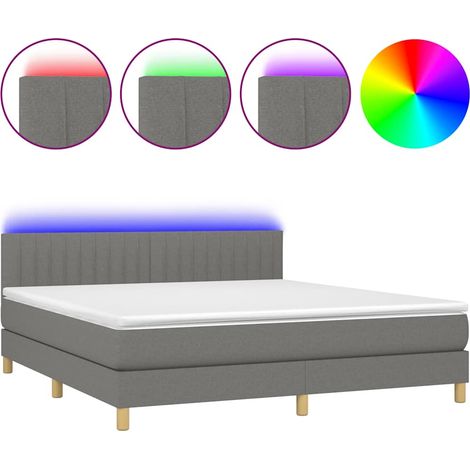 Maison Exclusive - Letto a Molle Materasso e LED Grigio Scuro 180x200cm in Tessuto (1/5)