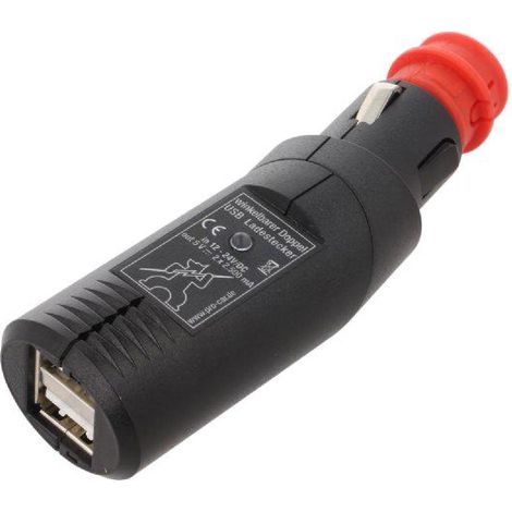 Adaptateur Allume-cigare 2xUSB - 5A - Coude - Noir