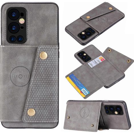 Pour OnePlus 9 Pro Double Boucle PU + TPU Étui de protection magnétique antichoc avec fente et support de carte (1/4)