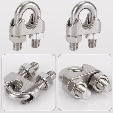 10pcs Serre câbles en Acier Inoxydable - Résistant corrosion M5 Conception U serrage élevé - Linge et Fixation Extérieure (1/5)