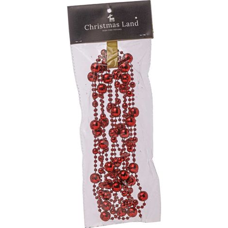 ARPIMEX Collana Natale Perle Plastica D 14 Mm 2,7 Mt Rosso