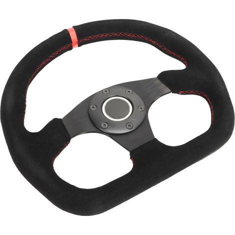 Volant Sport D Forme 12.8 Pouces Alcantara Cuir Cousu Fil Rouge avec Bouton Klaxon (1/5)