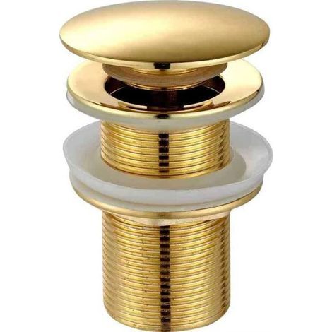 Bonde de Lavabo Pop Up sans Trop Plein,Bouchon de Vidange avec Panier à Crépine,Bonde de vidage pour lavabo de Salle de Bain Laiton-Or (1/5)