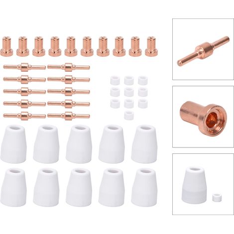 40-teiliges Verbrauchsmaterialset für Plasmaschneider: Schutzbecher, Elektroden, Ringe, Düsen, langlebiges Zubehör für Plasmabrenner (1/5)