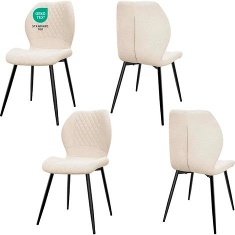 Esszimmerstühle 4er Set, gepolsterte Leinenstühle, ergonomisch, beige (1/5)