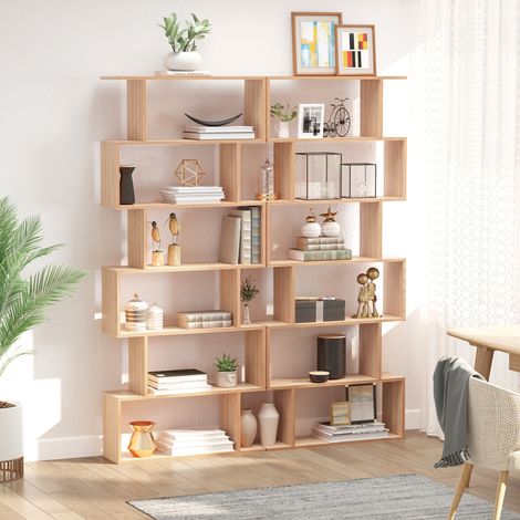 Bibliothèque Moderne en Bois avec 6 Étagères pour Maison et Bureau (1/5)