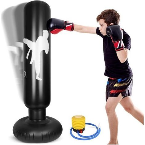 Sac de Frappe Enfant, 160 cm Gonflable Sac de Boxe Enfant avec Pompe, Cadeau pour Garçons et Filles de 3 à 12 Ans, Taekwondo (1/5)