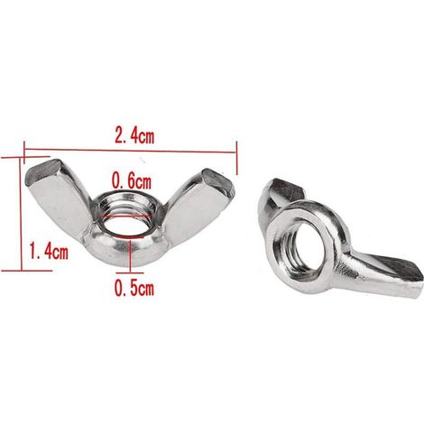 Lot de 50 écrous à oreilles en acier inoxydable 304 M6 (1/4 pouce) - Matériel de fixation à rotation manuelle (1/3)