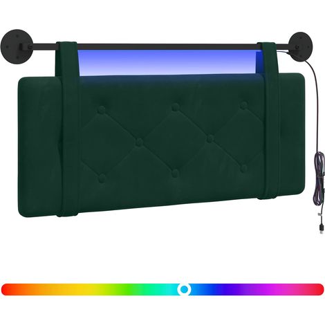 Maison Exclusive - Testiera sospesa Con luce LED Verde Scuro Velluto (1/5)