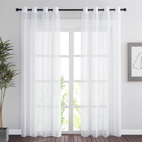 tende trasparenti da 137213 cm - Tenda a doppio pannello in tulle voile con occhielli, drappeggi morbidi e moderni per la decorazione, bianca